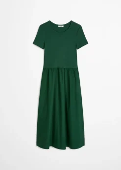 Jerseykleid flared mit Baumwoll-Popelinerock