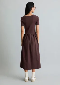 Jerseykleid flared mit Baumwoll-Popelinerock