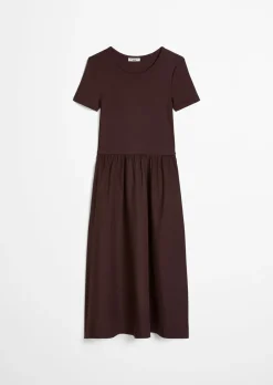 Jerseykleid flared mit Baumwoll-Popelinerock
