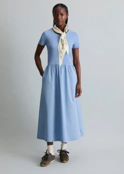 Jerseykleid flared mit Baumwoll-Popelinerock