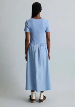Jerseykleid flared mit Baumwoll-Popelinerock