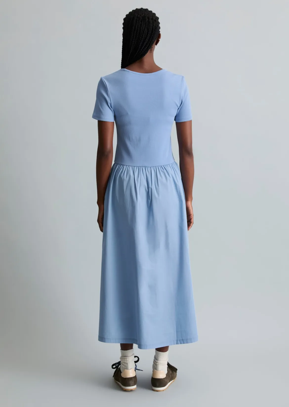 Jerseykleid flared mit Baumwoll-Popelinerock