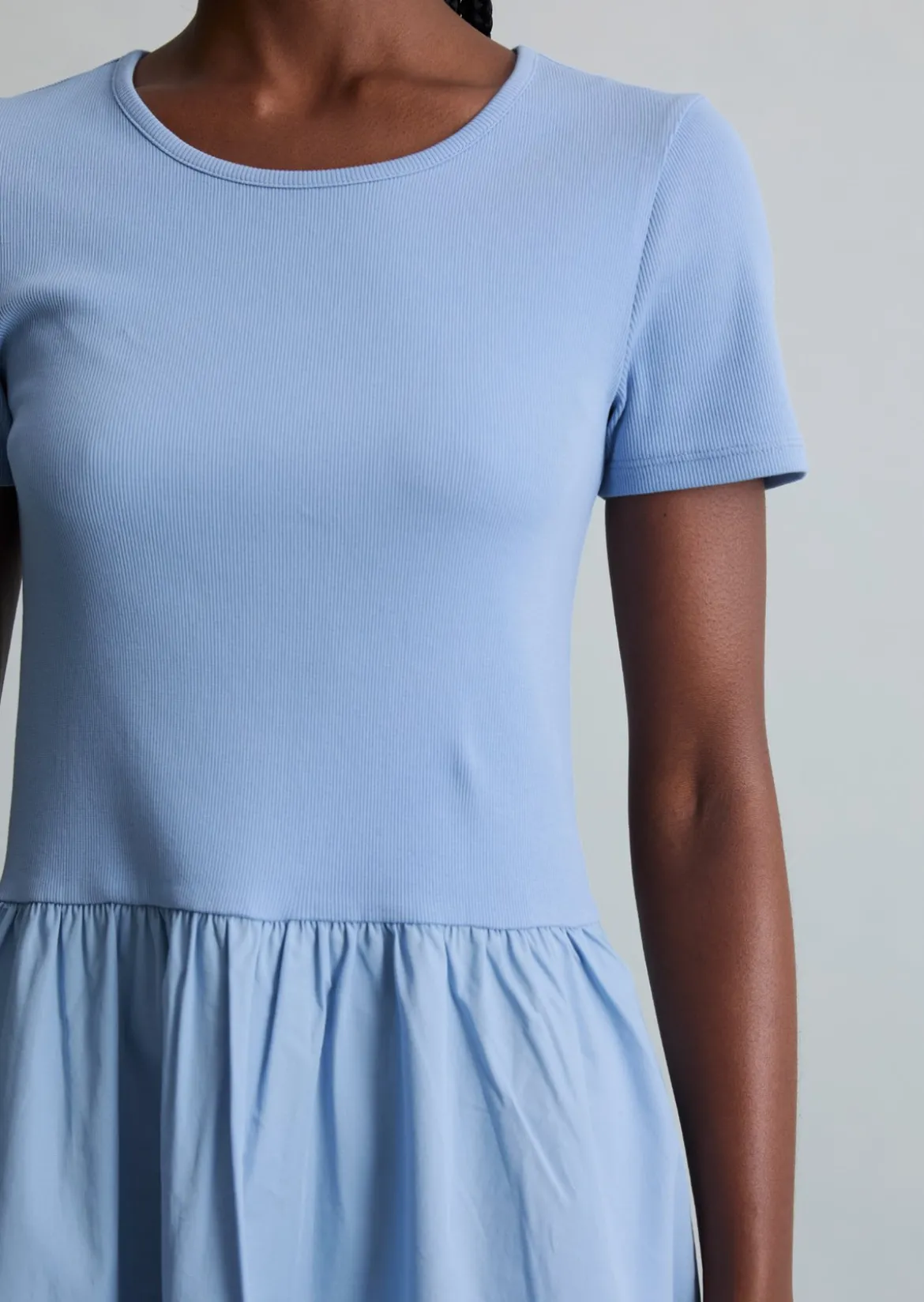 Jerseykleid flared mit Baumwoll-Popelinerock