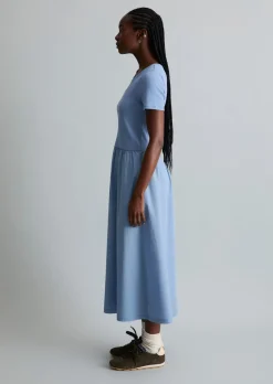 Jerseykleid flared mit Baumwoll-Popelinerock