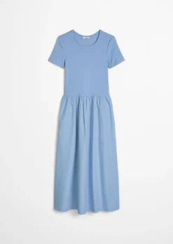 Jerseykleid flared mit Baumwoll-Popelinerock