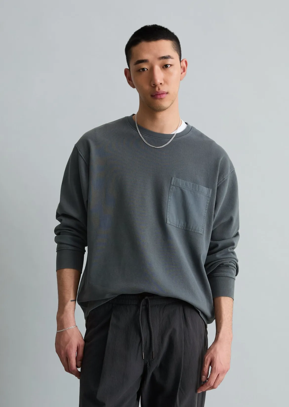 Jersey-Longsleeve relaxed mit kontrastierenden Web-Details