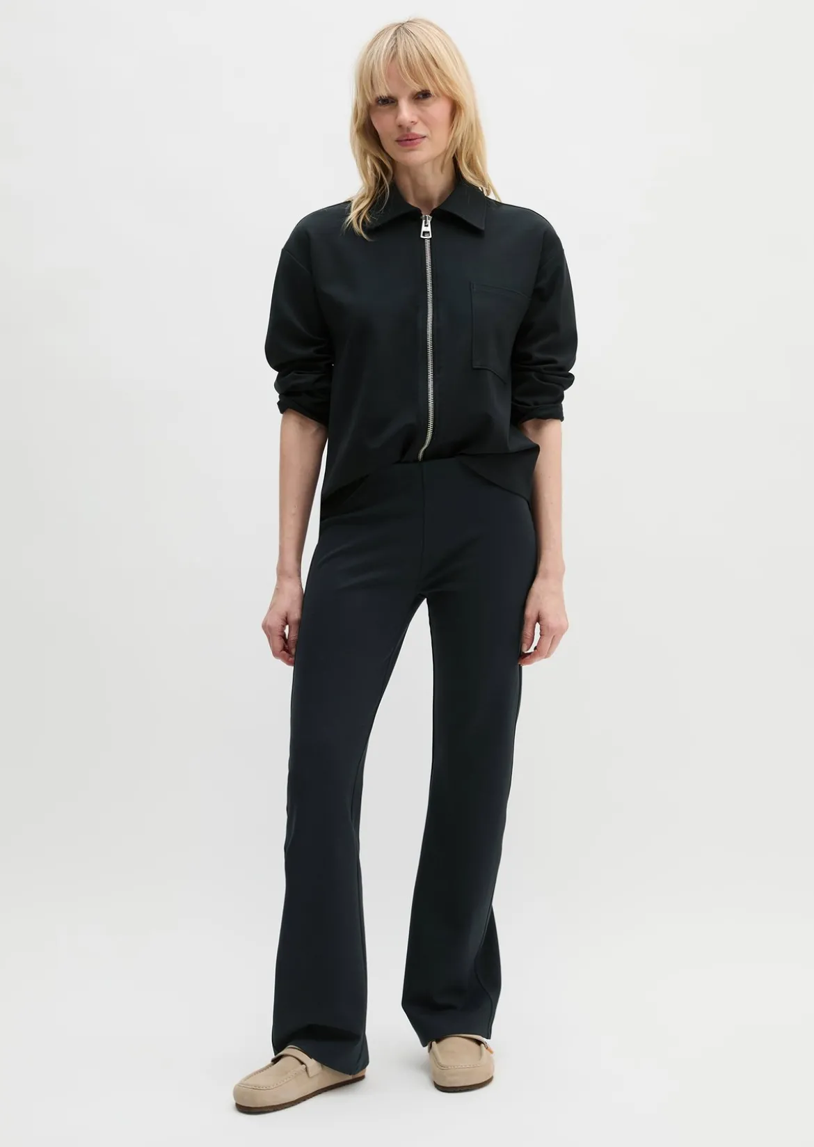 Jersey-Zip-Jacke loose aus Punto di Roma-Jersey