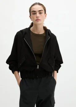 Kapuzen-Blouson regular aus Schurwolle-Stretch-Mix