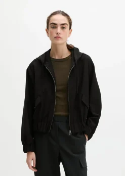 Kapuzen-Blouson regular aus Schurwolle-Stretch-Mix