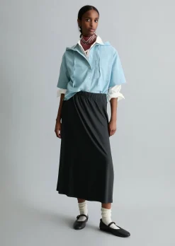 Kapuzenbluse relaxed cropped aus Organic Cotton Oxford