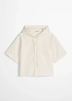 Kapuzenbluse relaxed cropped aus Organic Cotton Oxford