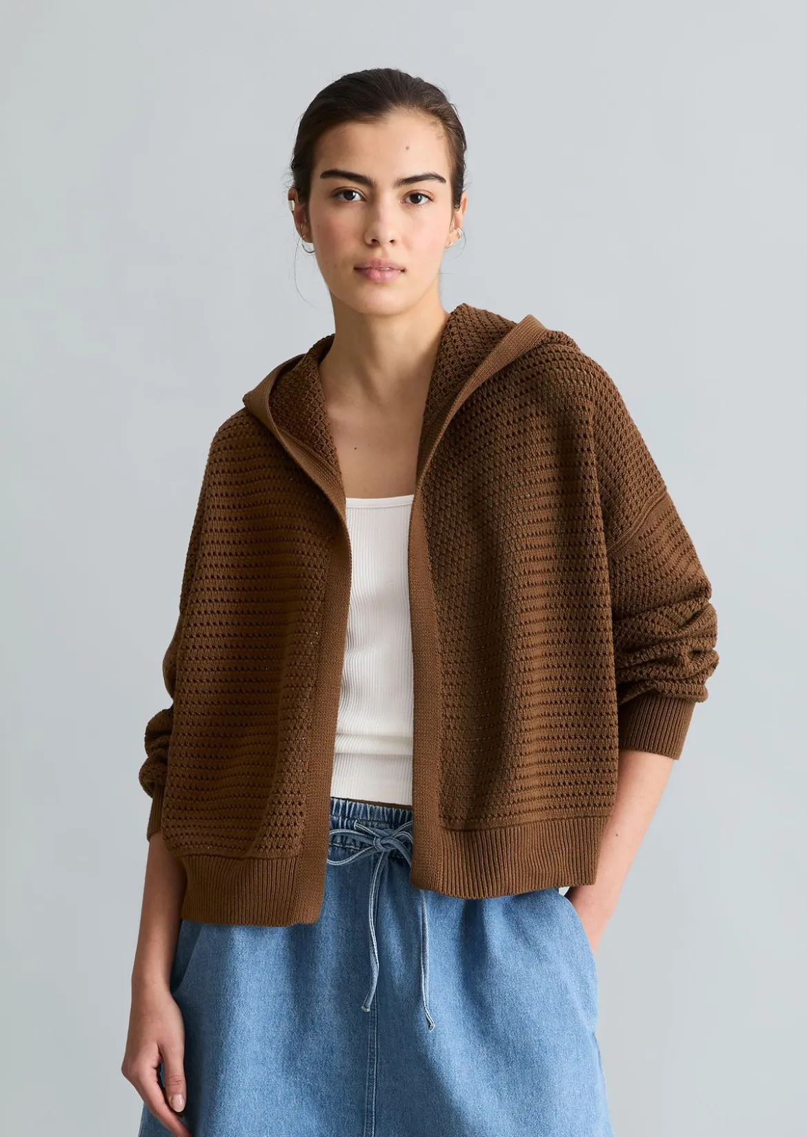 Kapuzen-Cardigan loose aus Organic Cotton