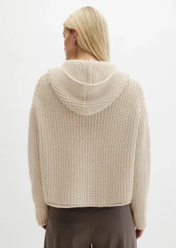 Kapuzen-Cardigan oversize aus weichem Organic Cotton-Mix