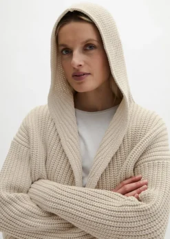 Kapuzen-Cardigan oversize aus weichem Organic Cotton-Mix