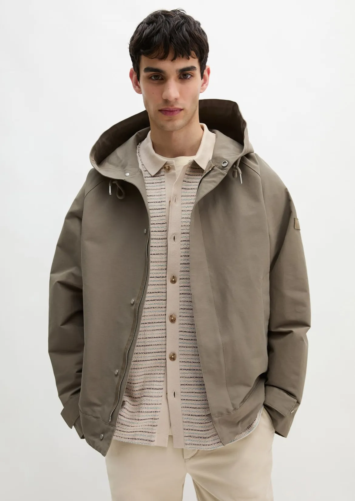 Kapuzenjacke loose aus wasserabweisendem Bio-Baumwoll-Canvas