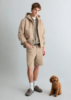 Kapuzen-Jeansblouson regular aus robustem Bio-Baumwoll-Denim