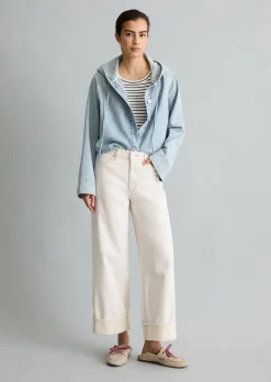 Kapuzen-Jeansbluse relaxed aus reiner Baumwolle