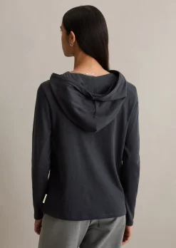 Kapuzen-Longsleeve relaxed aus weichem Single Jersey