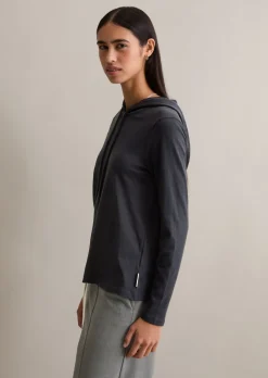 Kapuzen-Longsleeve relaxed aus weichem Single Jersey