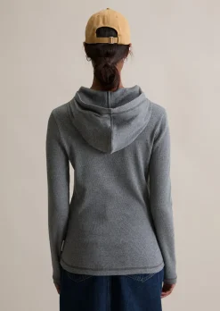 Kapuzen-Longsleeve slim aus weichem Rippjersey
