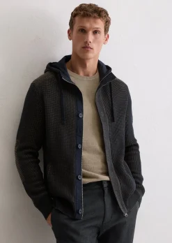 Kapuzen-Strickjacke regular aus Bio-Baumwolle