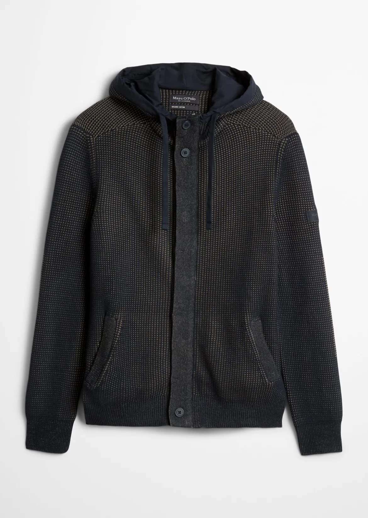 Kapuzen-Strickjacke regular aus Bio-Baumwolle