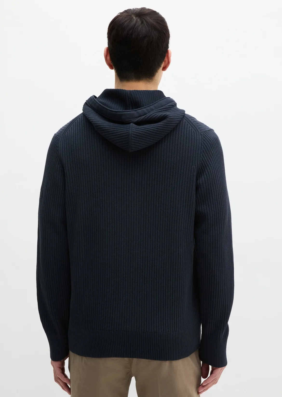 Kapuzen-Strickjacke regular aus reiner Bio-Baumwolle