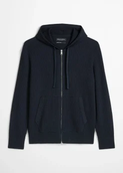 Kapuzen-Strickjacke regular aus reiner Bio-Baumwolle