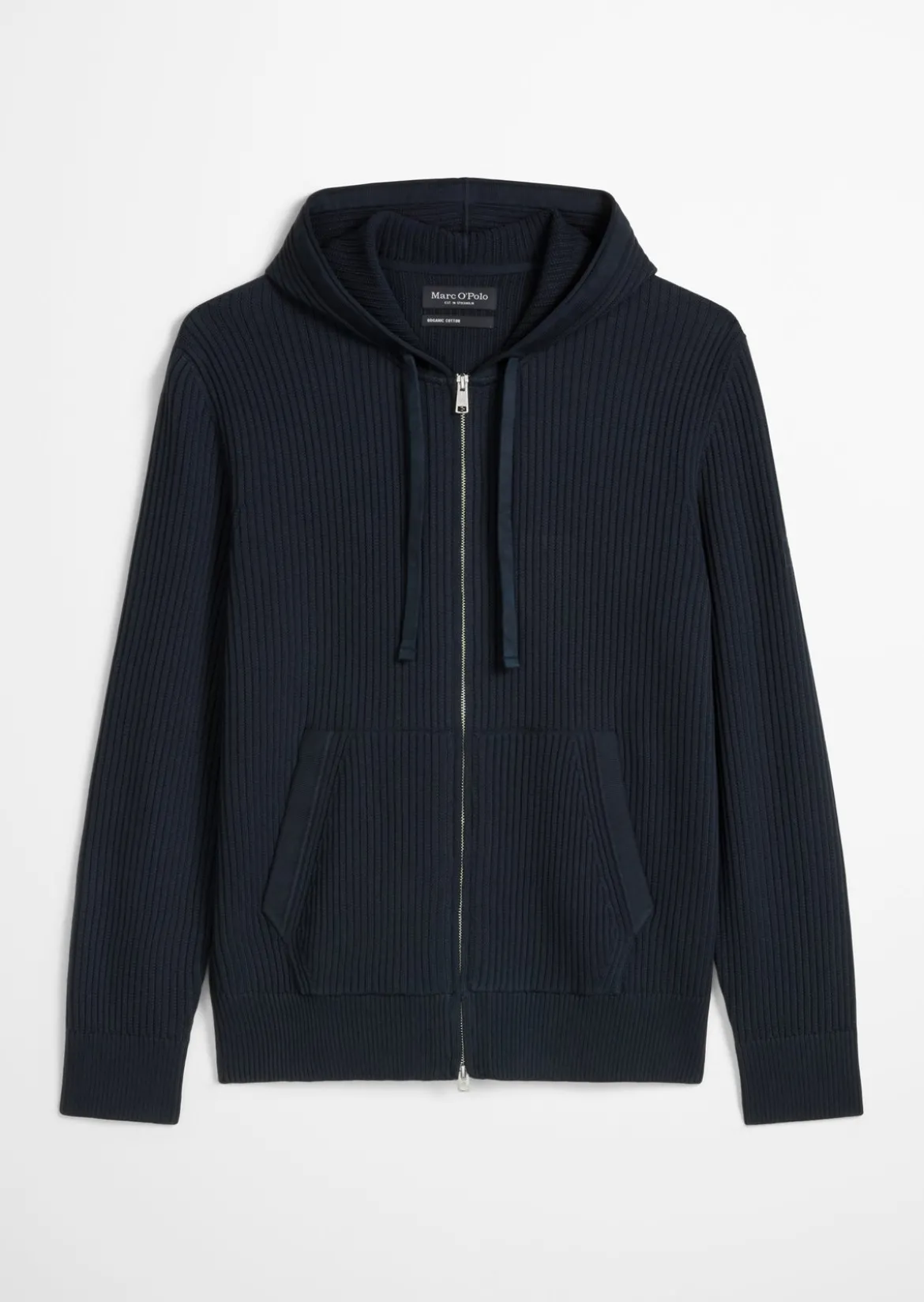 Kapuzen-Strickjacke regular aus reiner Bio-Baumwolle