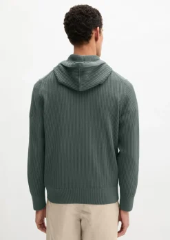 Kapuzen-Strickjacke regular aus reiner Bio-Baumwolle