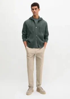Kapuzen-Strickjacke regular aus reiner Bio-Baumwolle