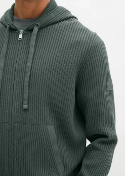 Kapuzen-Strickjacke regular aus reiner Bio-Baumwolle