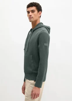 Kapuzen-Strickjacke regular aus reiner Bio-Baumwolle
