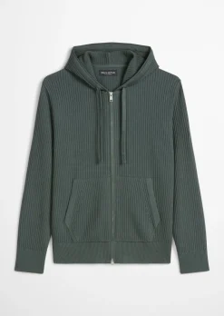 Kapuzen-Strickjacke regular aus reiner Bio-Baumwolle