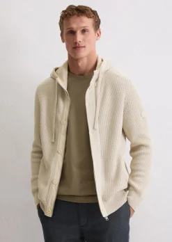 Kapuzen-Strickjacke regular aus Bio-Baumwolle