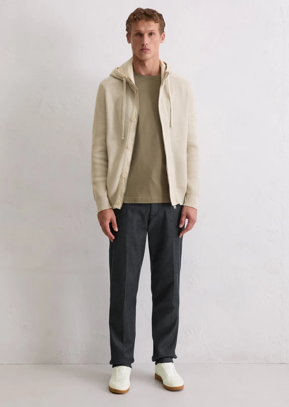 Kapuzen-Strickjacke regular aus Bio-Baumwolle