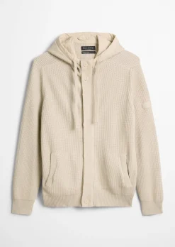 Kapuzen-Strickjacke regular aus Bio-Baumwolle