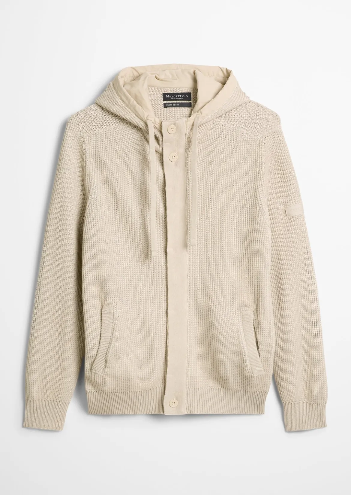 Kapuzen-Strickjacke regular aus Bio-Baumwolle
