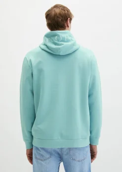 Kapuzen-Sweatshirt regular garment-dyed mit Logo-Print auf der Kapuze