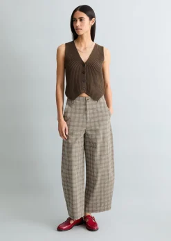 Karierte Hose loose aus Organic Cotton-Leinen-Mix