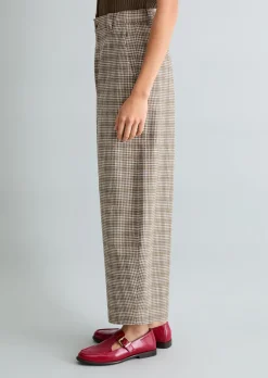 Karierte Hose loose aus Organic Cotton-Leinen-Mix