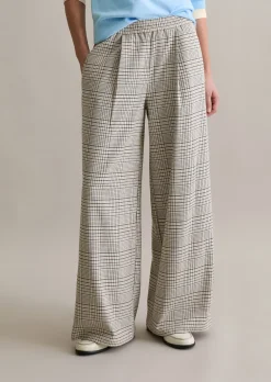 Karierte Hose wide mit recyceltem Polyester