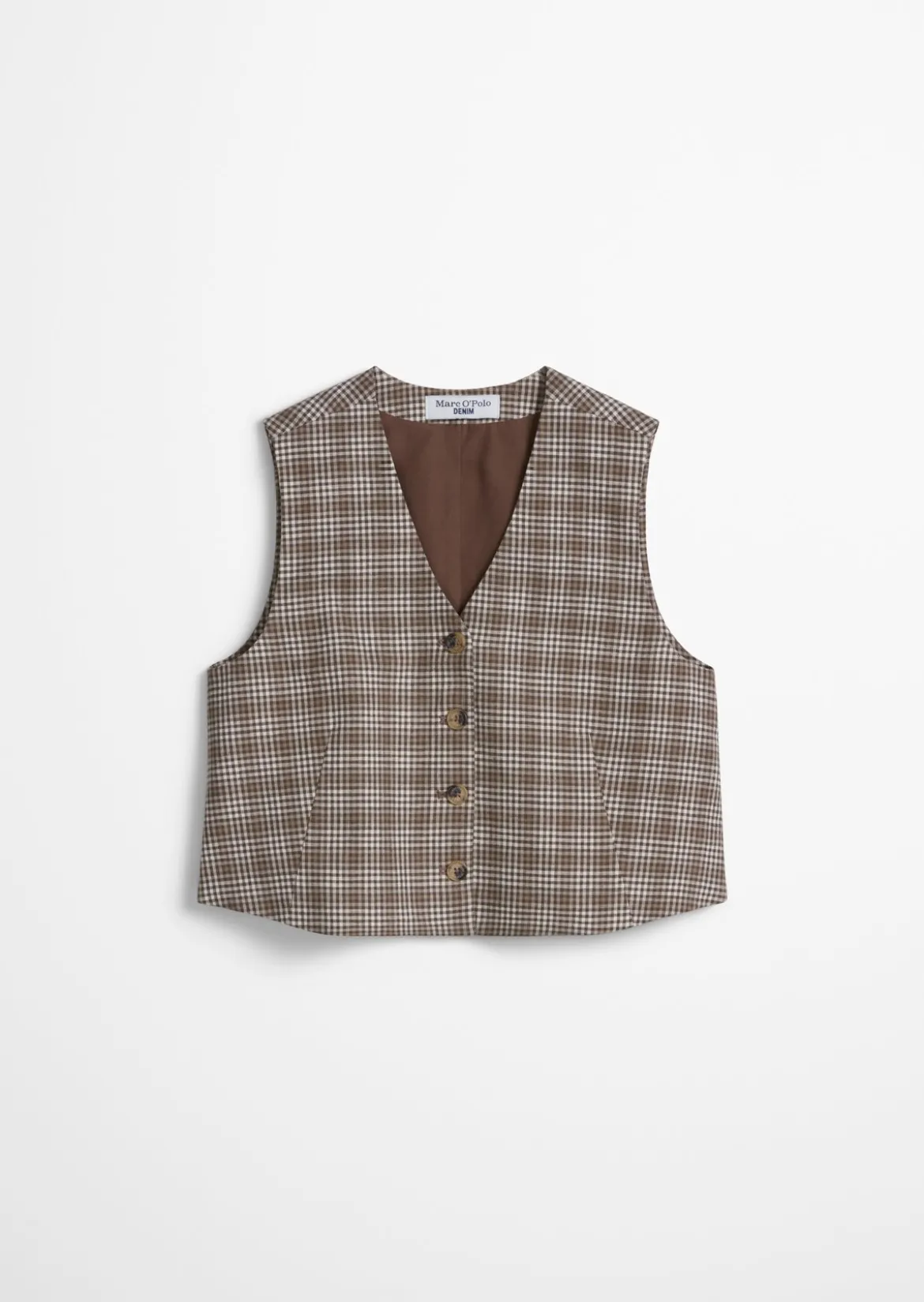 Karierte Weste regular aus Organic Cotton-Leinen-Mix