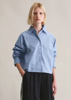 Karobluse relaxed cropped aus Papertouch-Popeline