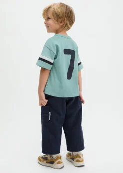 KIDS-BOYS T-Shirt mit gestreiften Ärmeln und Rückenprint