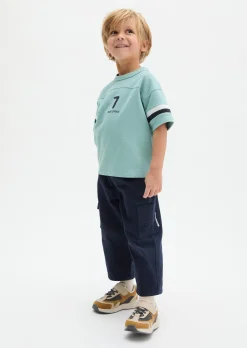 KIDS-BOYS T-Shirt mit gestreiften Ärmeln und Rückenprint