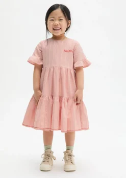 KIDS-GIRLS Stufenkleid mit gesticktem Streifenmuster