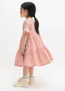 KIDS-GIRLS Stufenkleid mit gesticktem Streifenmuster