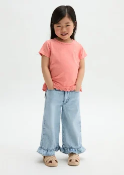 KIDS-GIRLS T-Shirt mit Rüschensaum mit Lochmuster