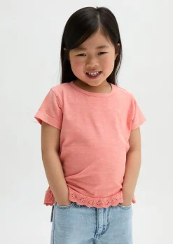 KIDS-GIRLS T-Shirt mit Rüschensaum mit Lochmuster